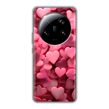 Силиконовый чехол на Xiaomi 13 Ultra с принтом розовые сердечки