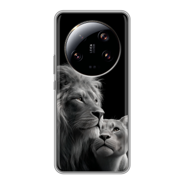 Силиконовый чехол на Xiaomi 13 Ultra с принтом Лев кошки