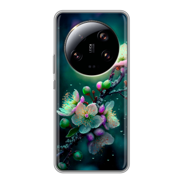 Силиконовый чехол на Xiaomi 13 Ultra с принтом Цветы и мрамор Силиконовый чехол на Xiaomi 13 Ultra с принтом Цветы и мрамор