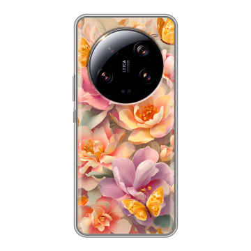 Силиконовый чехол на Xiaomi 13 Ultra с принтом Цветы и бабочки