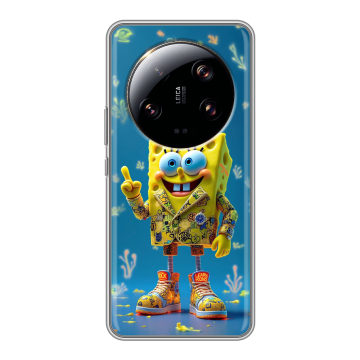 Силиконовый чехол на Xiaomi 13 Ultra с принтом Спанч боб Спанчбоб