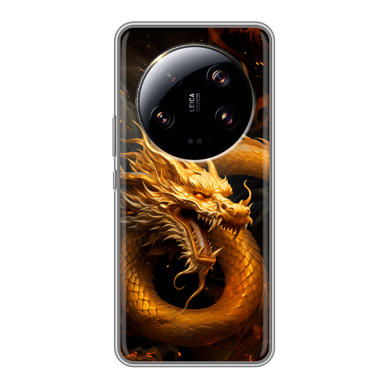 Силиконовый чехол на Xiaomi 13 Ultra с принтом Золотой дракон Силиконовый чехол на Xiaomi 13 Ultra с принтом Золотой дракон