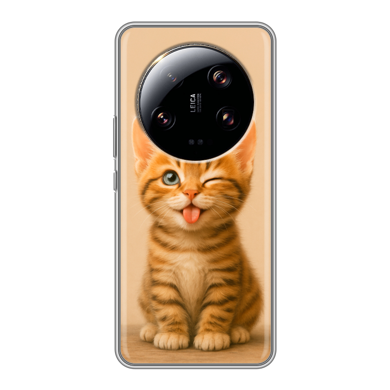 Силиконовый противоударный чехол на Xiaomi 13 Ultra с принтом котенок Силиконовый противоударный чехол на Xiaomi 13 Ultra с принтом котенок