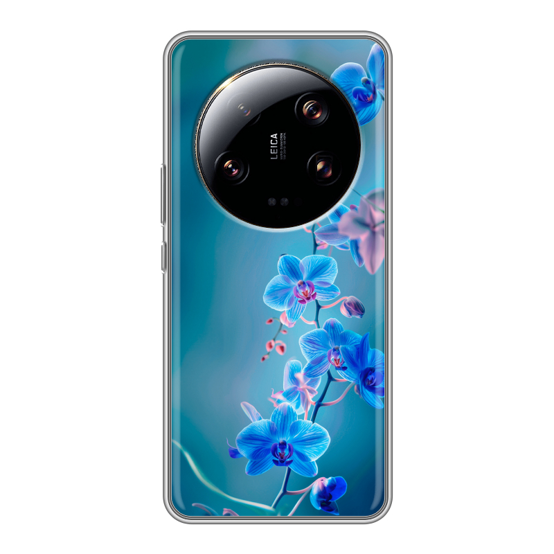 Силиконовый чехол на Xiaomi 13 Ultra с принтом Голубые цветы Силиконовый чехол на Xiaomi 13 Ultra с принтом Голубые цветы