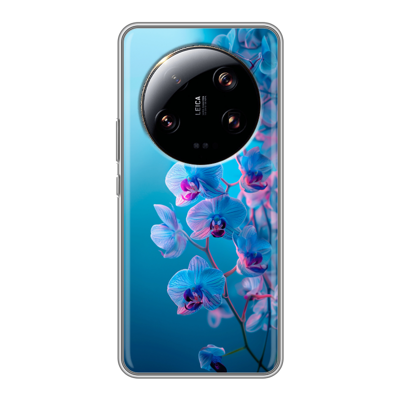 Силиконовый чехол на Xiaomi 13 Ultra с принтом голубые орхидеи Силиконовый чехол на Xiaomi 13 Ultra с принтом голубые орхидеи