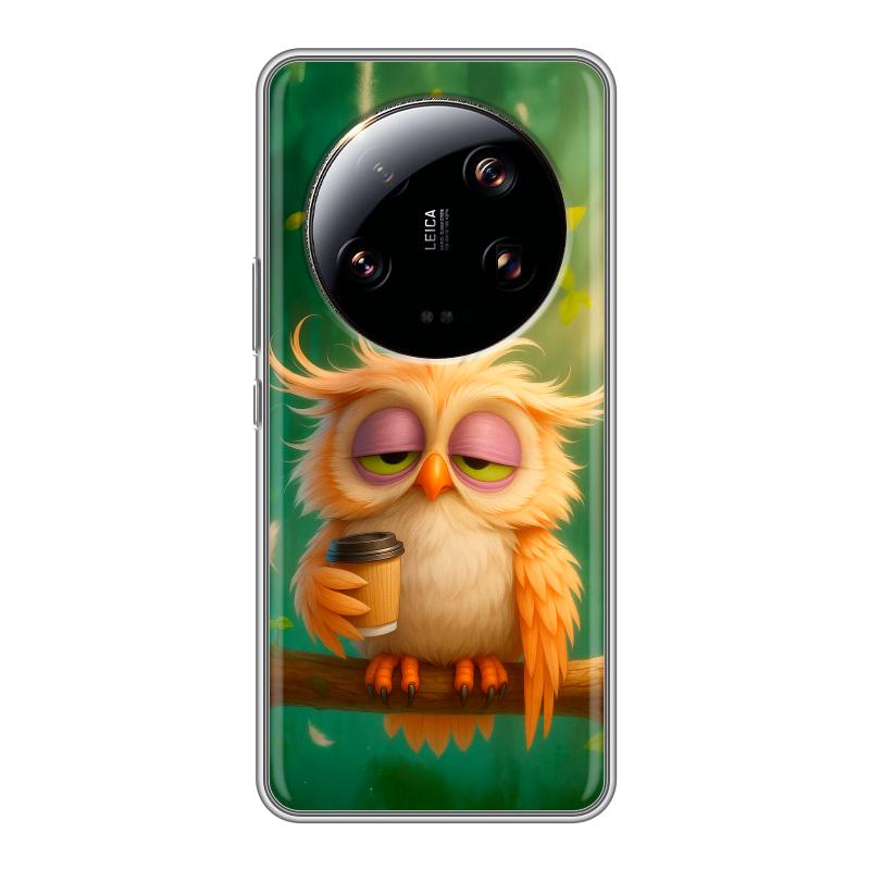 Силиконовый противоударный чехол на Xiaomi 13 Ultra с принтом сова Силиконовый противоударный чехол на Xiaomi 13 Ultra с принтом сова