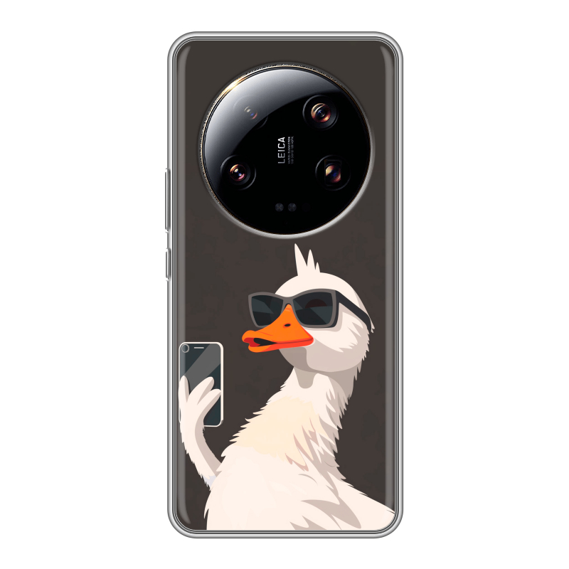 Силиконовый противоударный чехол на Xiaomi 13 Ultra с принтом утка в очках Силиконовый противоударный чехол на Xiaomi 13 Ultra с принтом утка в очках