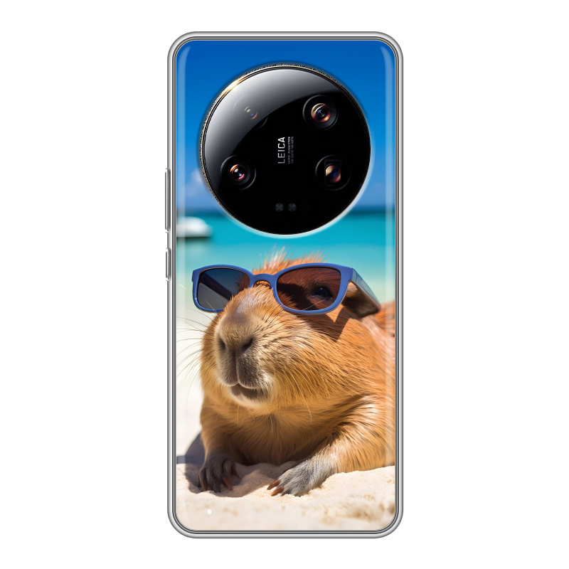 Силиконовый противоударный чехол на Xiaomi 13 Ultra с принтом Капибара Силиконовый противоударный чехол на Xiaomi 13 Ultra с принтом Капибара