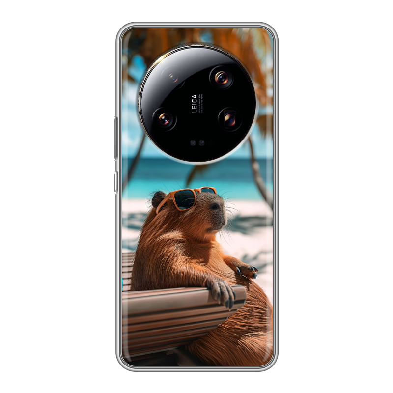 Силиконовый противоударный чехол на Xiaomi 13 Ultra с принтом Капибара Силиконовый противоударный чехол на Xiaomi 13 Ultra с принтом Капибара