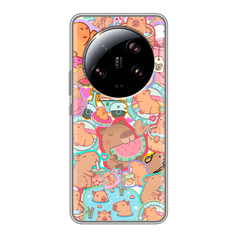 Силиконовый чехол на Xiaomi 13 Ultra с принтом капибары Силиконовый чехол на Xiaomi 13 Ultra с принтом капибары