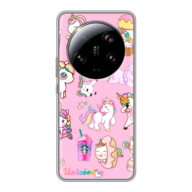 Силиконовый чехол на Xiaomi 13 Ultra с принтом розовые единороги Силиконовый чехол на Xiaomi 13 Ultra с принтом розовые единороги