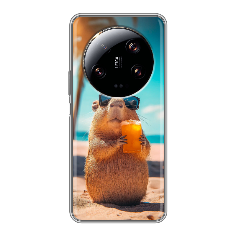 Силиконовый чехол на Xiaomi 13 Ultra с принтом Капибара Силиконовый чехол на Xiaomi 13 Ultra с принтом Капибара