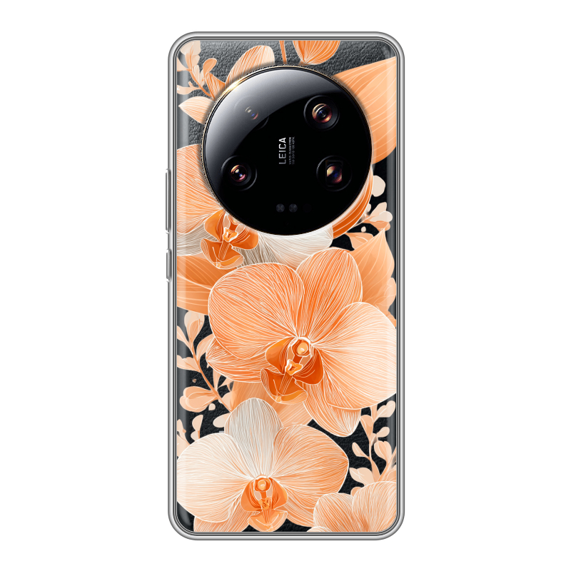 Силиконовый противоударный чехол на Xiaomi 13 Ultra с принтом Бежевые цветы Силиконовый противоударный чехол на Xiaomi 13 Ultra с принтом Бежевые цветы