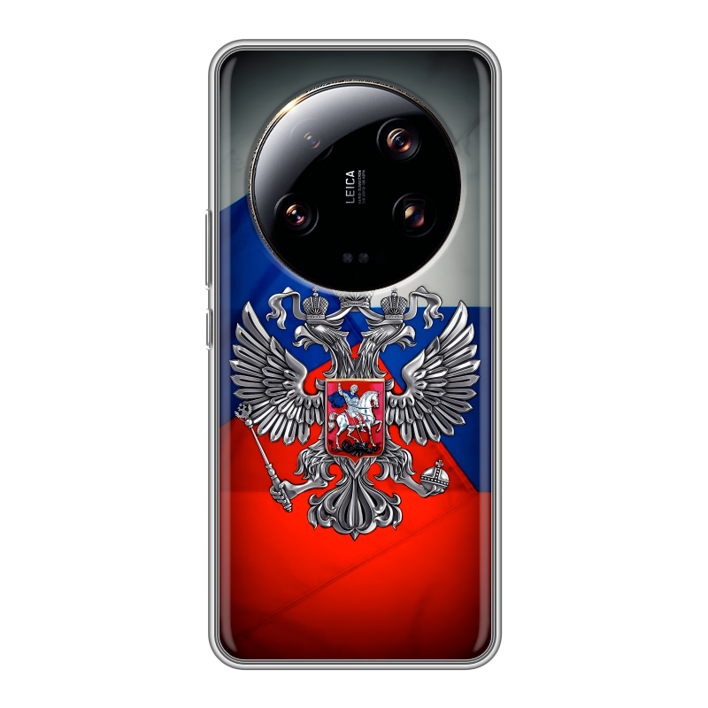 Силиконовый противоударный чехол на Xiaomi 13 Ultra с принтом Флаг России Силиконовый противоударный чехол на Xiaomi 13 Ultra с принтом Флаг России