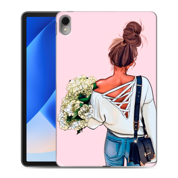Силиконовый чехол на планшета Huawei MatePad 11 (2023) с принтом Девушка и букет Силиконовый чехол на планшета Huawei MatePad 11 (2023) с принтом Девушка и букет