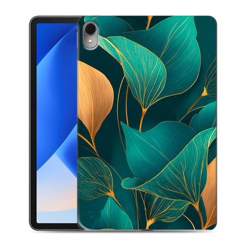 Силиконовый противоударный чехол на Huawei MatePad 11 (2023) с принтом Листья и золото Силиконовый противоударный чехол на Huawei MatePad 11 (2023) с принтом Листья и золото