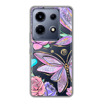 Силиконовый чехол на Infinix Note 30 VIP с принтом Бабочки и цветы Силиконовый чехол на Infinix Note 30 VIP с принтом Бабочки и цветы