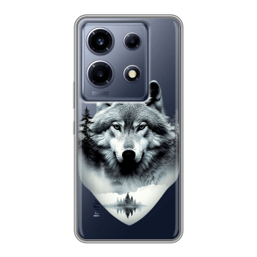 Силиконовый чехол на Infinix Note 30 VIP с принтом Волк в лесу Силиконовый чехол на Infinix Note 30 VIP с принтом Волк в лесу