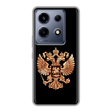 Силиконовый чехол на Infinix Note 30 VIP с принтом Герб России золотой Силиконовый чехол на Infinix Note 30 VIP с принтом Герб России золотой