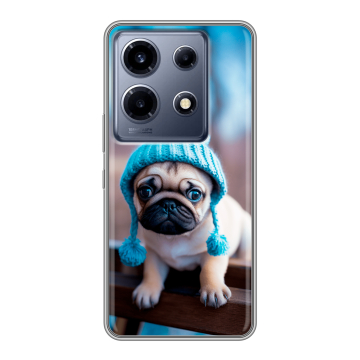 Силиконовый чехол на Infinix Note 30 VIP с принтом Мопс в шапке Силиконовый чехол на Infinix Note 30 VIP с принтом Мопс в шапке