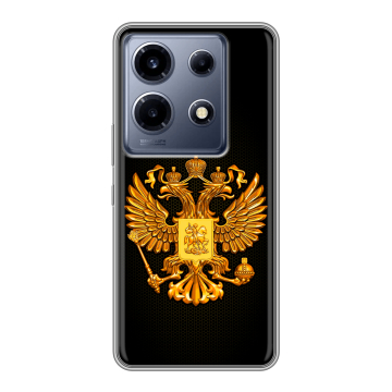 Силиконовый чехол на Infinix Note 30 VIP с принтом Герб России желтый Силиконовый чехол на Infinix Note 30 VIP с принтом Герб России желтый