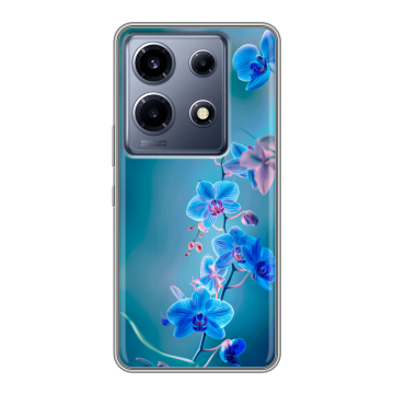 Силиконовый чехол на Infinix Note 30 VIP с принтом Голубые цветы Силиконовый чехол на Infinix Note 30 VIP с принтом Голубые цветы