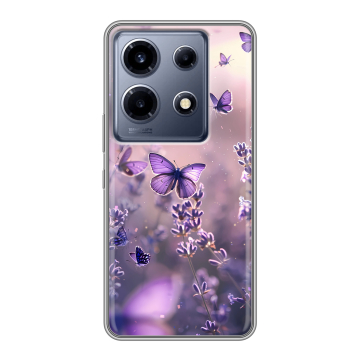 Силиконовый чехол на Infinix Note 30 VIP с принтом бабочки и лаванда Силиконовый чехол на Infinix Note 30 VIP с принтом бабочки и лаванда