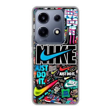Силиконовый чехол на Infinix Note 30 VIP с принтом найк nike черный Силиконовый чехол на Infinix Note 30 VIP с принтом найк nike черный