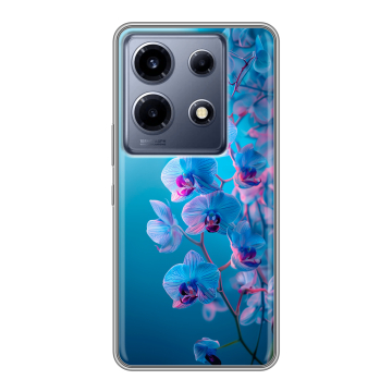 Силиконовый чехол на Infinix Note 30 VIP с принтом голубые орхидеи Силиконовый чехол на Infinix Note 30 VIP с принтом голубые орхидеи