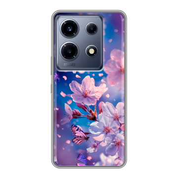 Силиконовый чехол на Infinix Note 30 VIP с принтом цветы бабочки Силиконовый чехол на Infinix Note 30 VIP с принтом цветы бабочки
