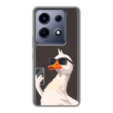 Силиконовый чехол на Infinix Note 30 VIP с принтом утка в очках Силиконовый чехол на Infinix Note 30 VIP с принтом утка в очках