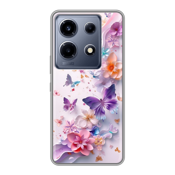 Силиконовый чехол на Infinix Note 30 VIP с принтом цветы бабочки