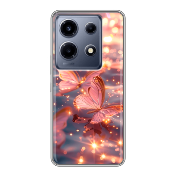 Силиконовый чехол на Infinix Note 30 VIP с принтом бабочки розовые Силиконовый чехол на Infinix Note 30 VIP с принтом бабочки розовые