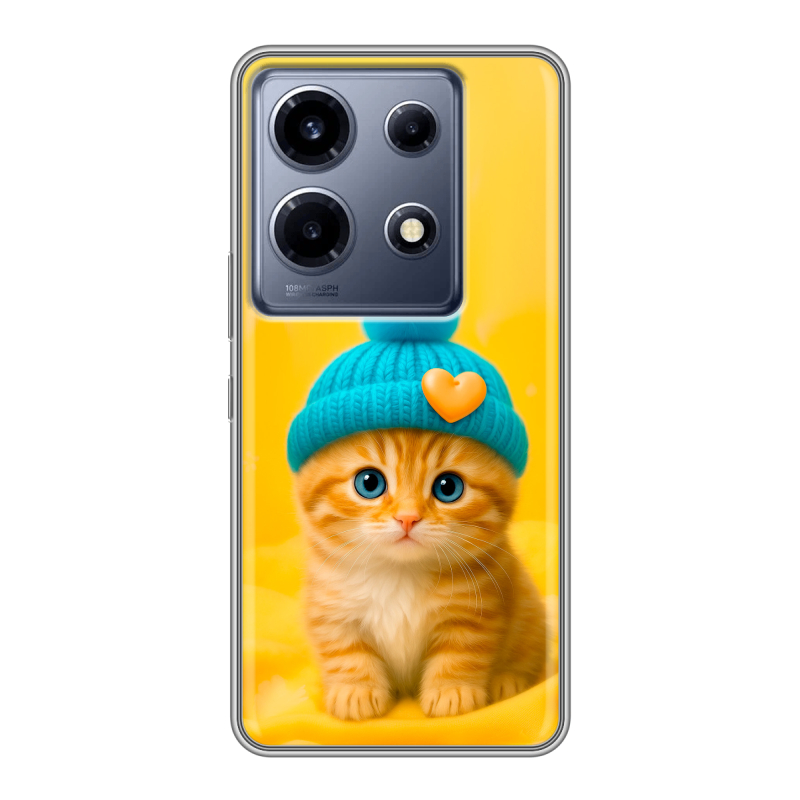 Силиконовый чехол на Infinix Note 30 VIP с принтом Котенок в шапке Силиконовый чехол на Infinix Note 30 VIP с принтом Котенок в шапке
