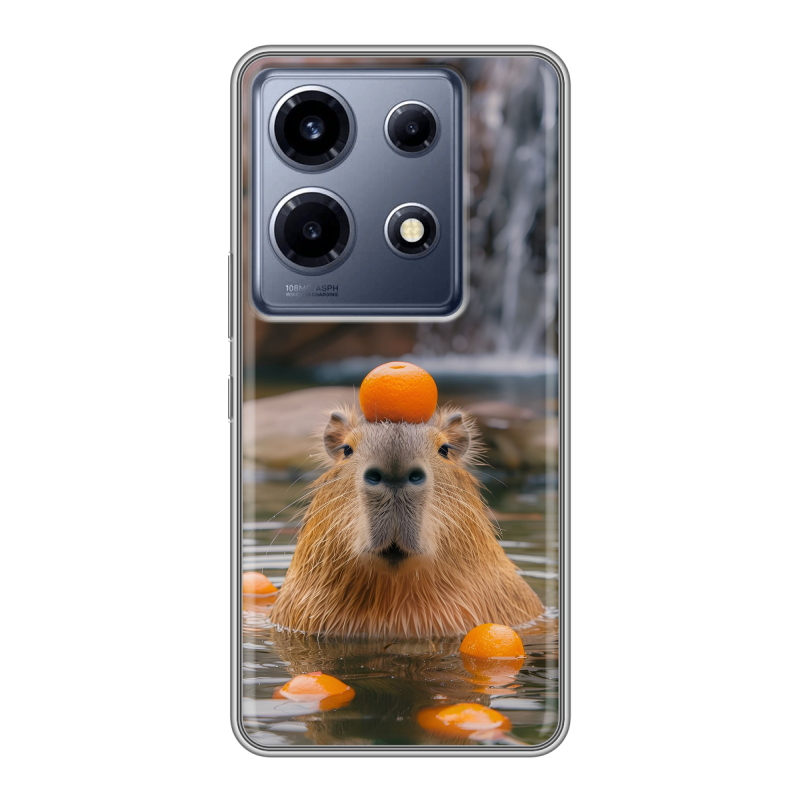Силиконовый чехол на Infinix Note 30 VIP с принтом Капибара с апельсином Силиконовый чехол на Infinix Note 30 VIP с принтом Капибара с апельсином