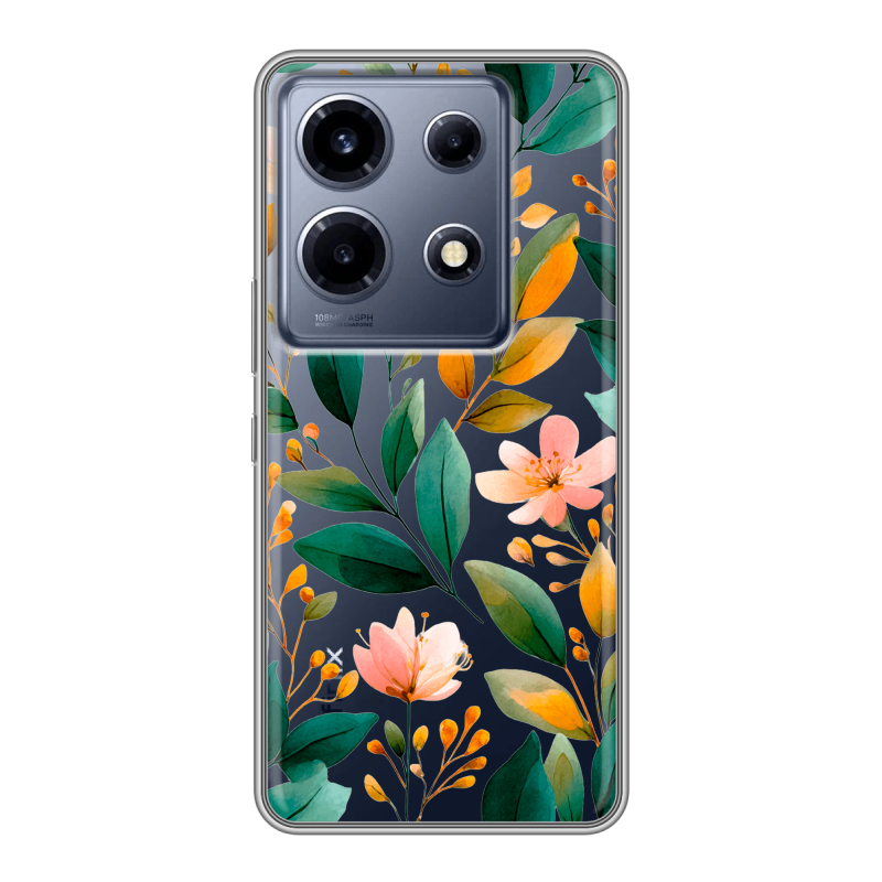 Силиконовый чехол на Infinix Note 30 VIP с принтом Цветы паттерн Силиконовый чехол на Infinix Note 30 VIP с принтом Цветы паттерн
