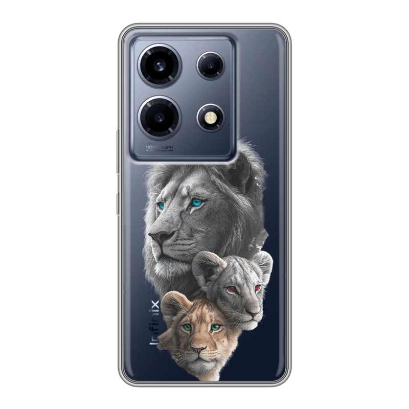 Силиконовый чехол на Infinix Note 30 VIP с принтом Львы Силиконовый чехол на Infinix Note 30 VIP с принтом Львы