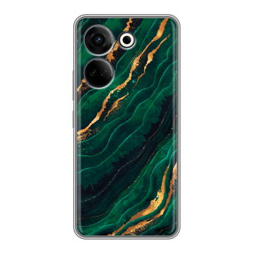 Силиконовый чехол на Tecno Camon 20 с принтом Мрамор зеленое золото