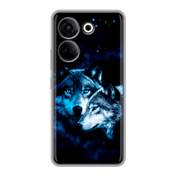 Силиконовый чехол на Tecno Camon 20 с принтом Волки