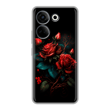 Силиконовый чехол на Tecno Camon 20 с принтом Розы красные Силиконовый чехол на Tecno Camon 20 с принтом Розы красные