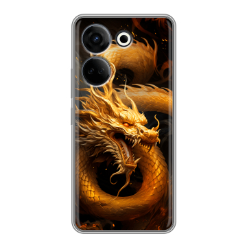 Силиконовый чехол на Tecno Camon 20 с принтом Золотой дракон Силиконовый чехол на Tecno Camon 20 с принтом Золотой дракон