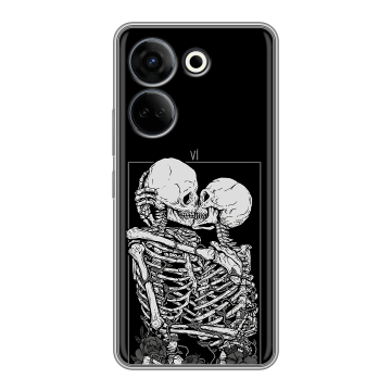 Силиконовый чехол на Tecno Camon 20 с принтом Поцелуй скелетов