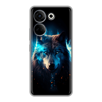 Силиконовый чехол на Tecno Camon 20 с принтом Волк ночной Силиконовый чехол на Tecno Camon 20 с принтом Волк ночной