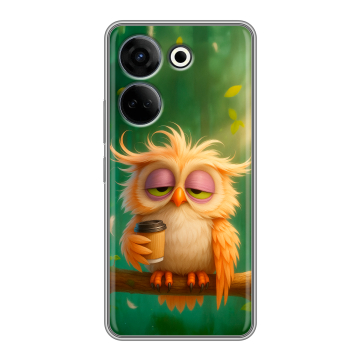 Силиконовый чехол на Tecno Camon 20 с принтом сова Силиконовый чехол на Tecno Camon 20 с принтом сова