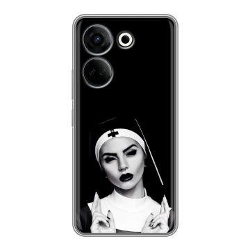 Силиконовый чехол на Tecno Camon 20 с принтом монашка