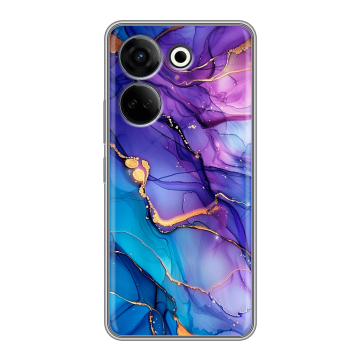 Силиконовый чехол на Tecno Camon 20 с принтом синий мрамор