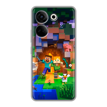 Силиконовый чехол на Tecno Camon 20 с принтом Майнкрафт Minecraft Силиконовый чехол на Tecno Camon 20 с принтом Майнкрафт Minecraft