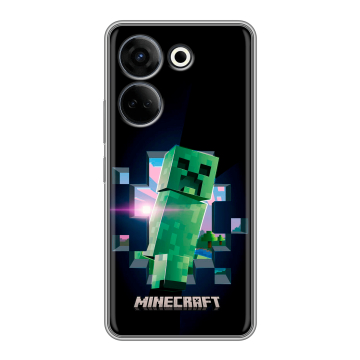 Силиконовый чехол на Tecno Camon 20 с принтом Майнкрафт Minecraft