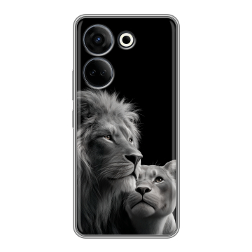 Силиконовый чехол на Tecno Camon 20 с принтом Лев кошки
