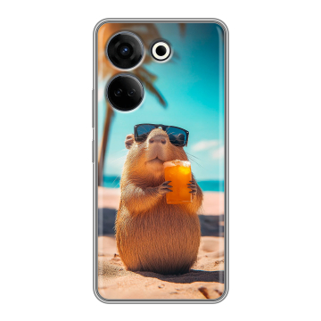Силиконовый чехол на Tecno Camon 20 с принтом Капибара Силиконовый чехол на Tecno Camon 20 с принтом Капибара